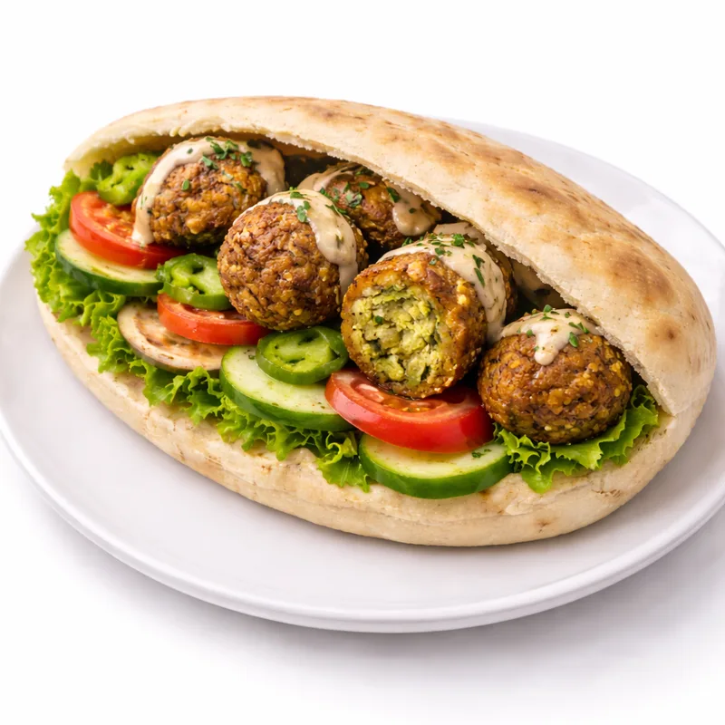 Falafel pita — kasvis falafel pitaleivässä Fudis House Espoossa