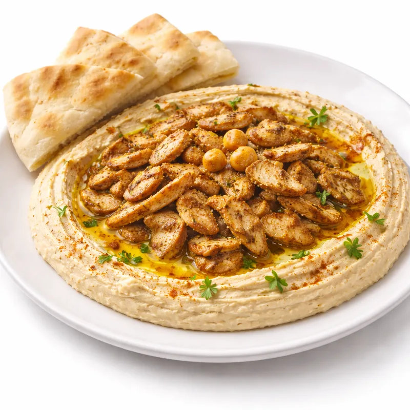 Hummus & Shawarma — kermainen hummus shawarman kanssa Fudis House Espoossa