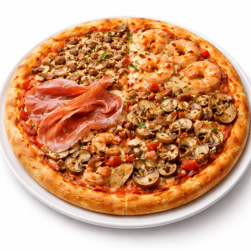 Quattro Stagioni neljä vuodenaikaa -pizza Fudis House Espoossa